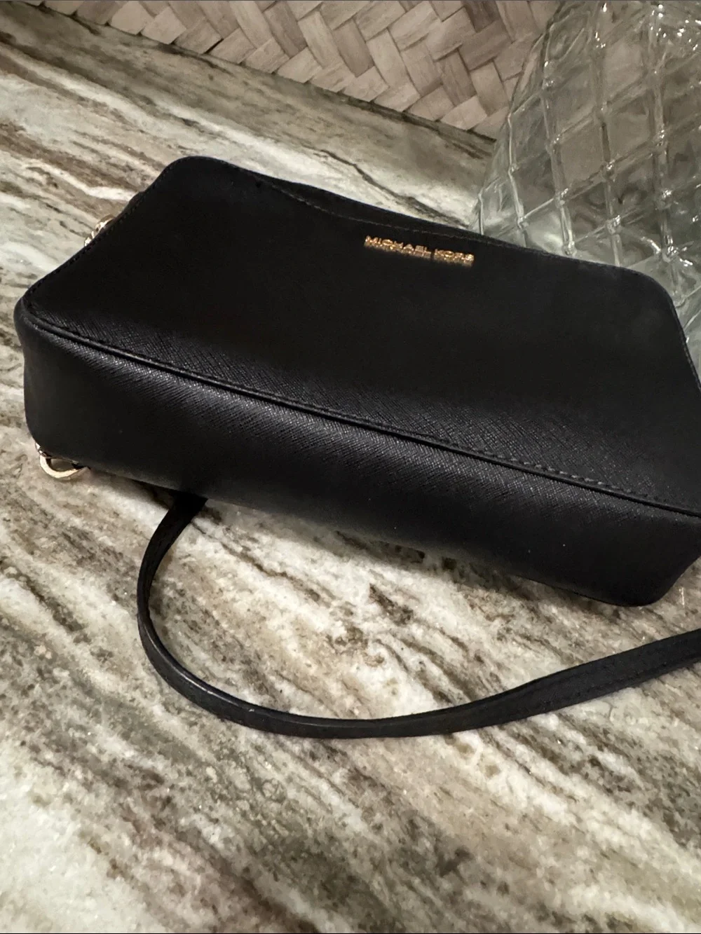 Michael Kors Black Saffiano Crossbody with Gold Hardware
